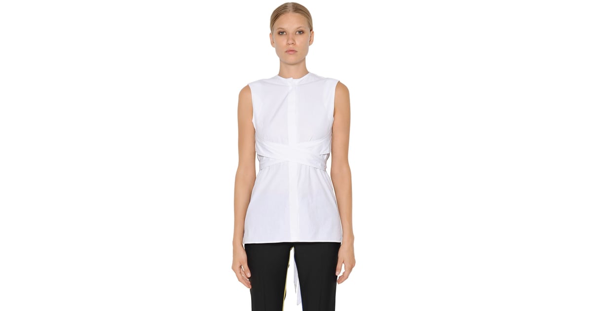 Each X Other Belted Wrap Cotton Poplin Shirt ($281) | White Shirt Trend ...