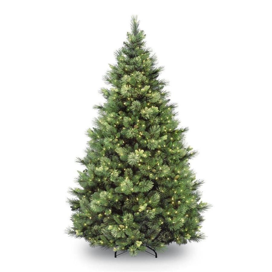 National Tree Company 7.5-ft Carolina Pine Pre-Lit Traditional Flocked Artificial Christmas Tree