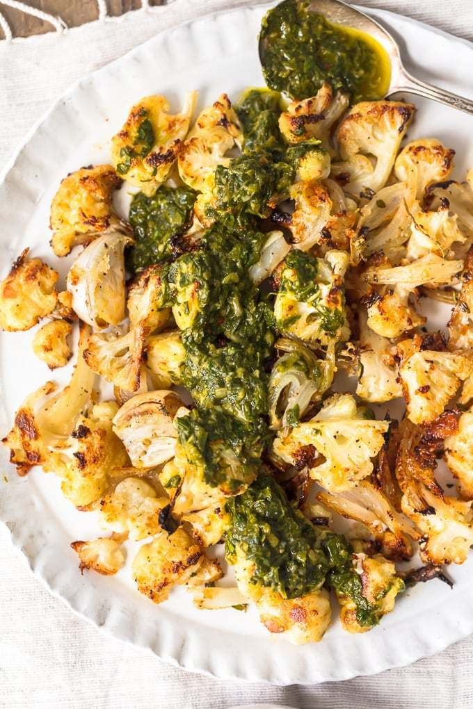 Roasted Cauliflower Recipe with Chimichurri Sauce