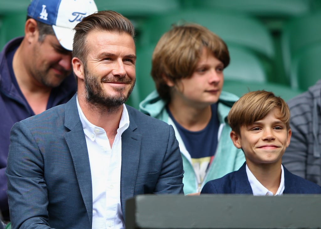 David and Romeo Beckham at Wimbledon 2015