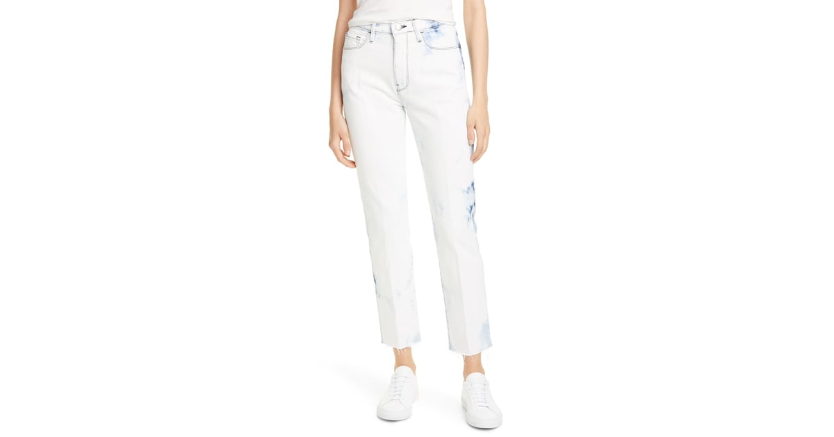 Frame Le Sylvie High Waist Ankle Raw Hem Straight Leg Jeans Tie