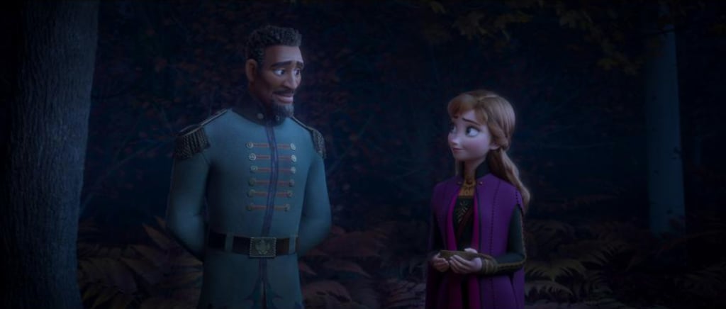 Kristen Bell shared the first look at General Mattias, a member of the palace army who will be voiced by Sterling K. Brown. In the new trailer, we hear him declare that "Arendelle must be protected at all costs."