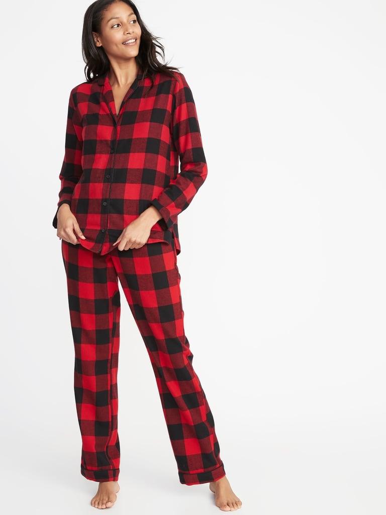 Patterned Flannel Pajama Set