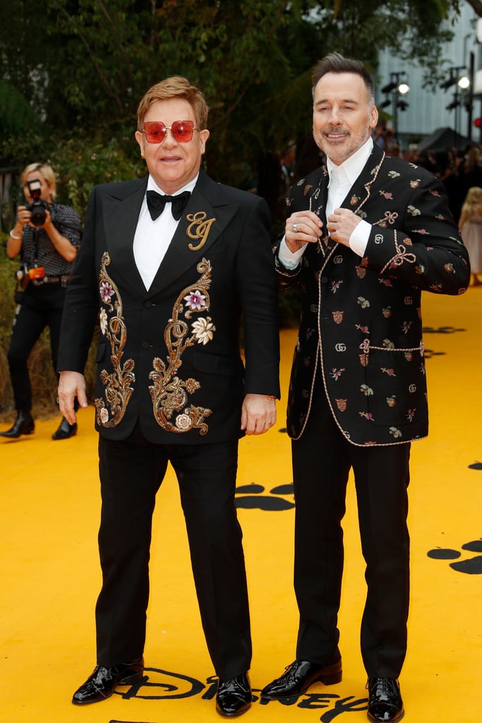 Pictured: Elton John and David Furnish at The Lion King premiere in London.