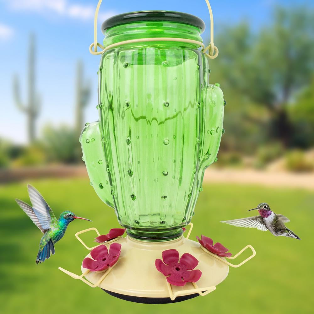 Perky-Pet Cactus Top-Fill Decorative Glass Hummingbird Feeder