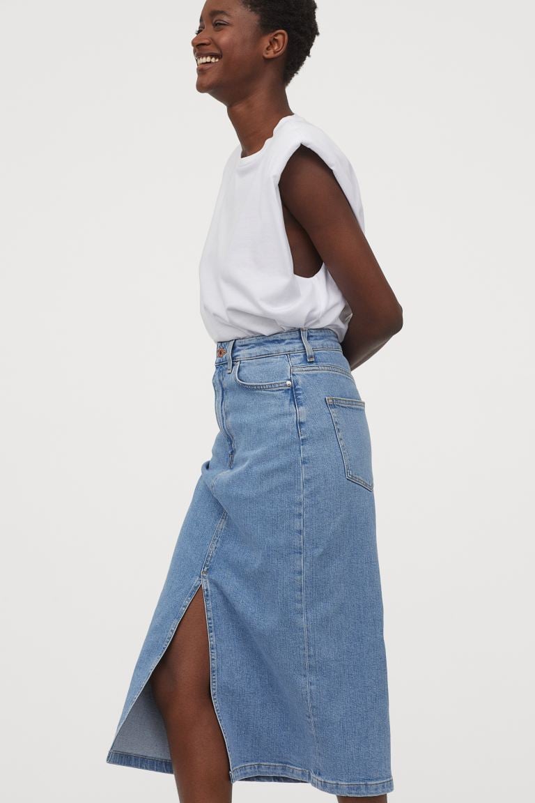 denim skirts calf length