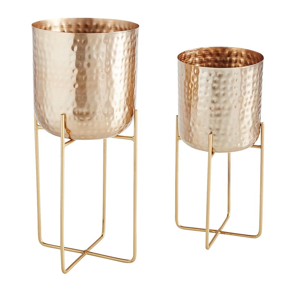 Golden Planter With Stand