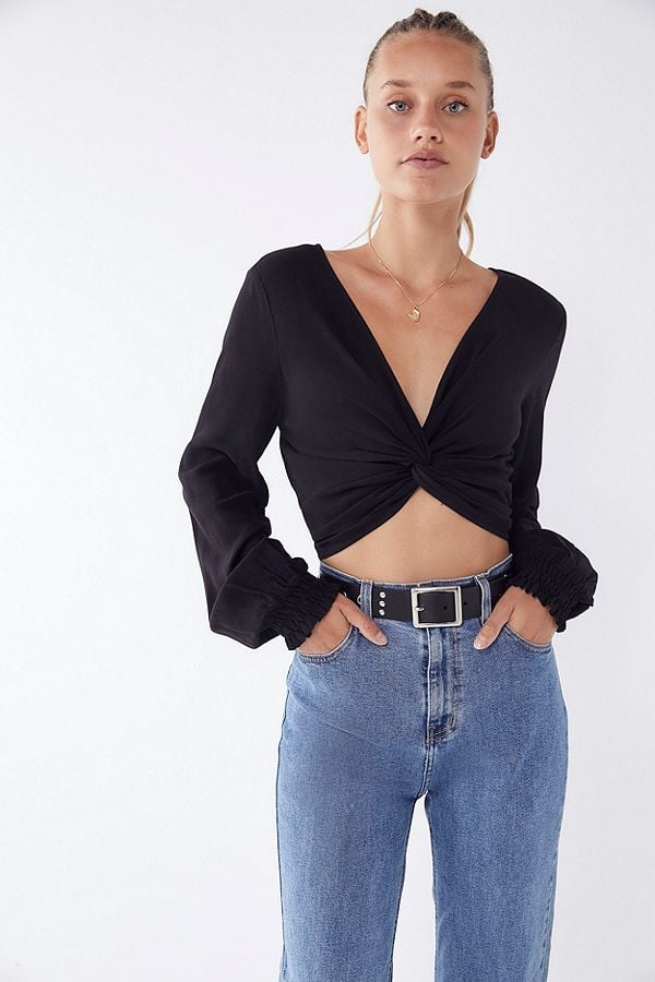 UO Twist-Front Blouse | Sexy Tops From Urban Outfitters | POPSUGAR ...