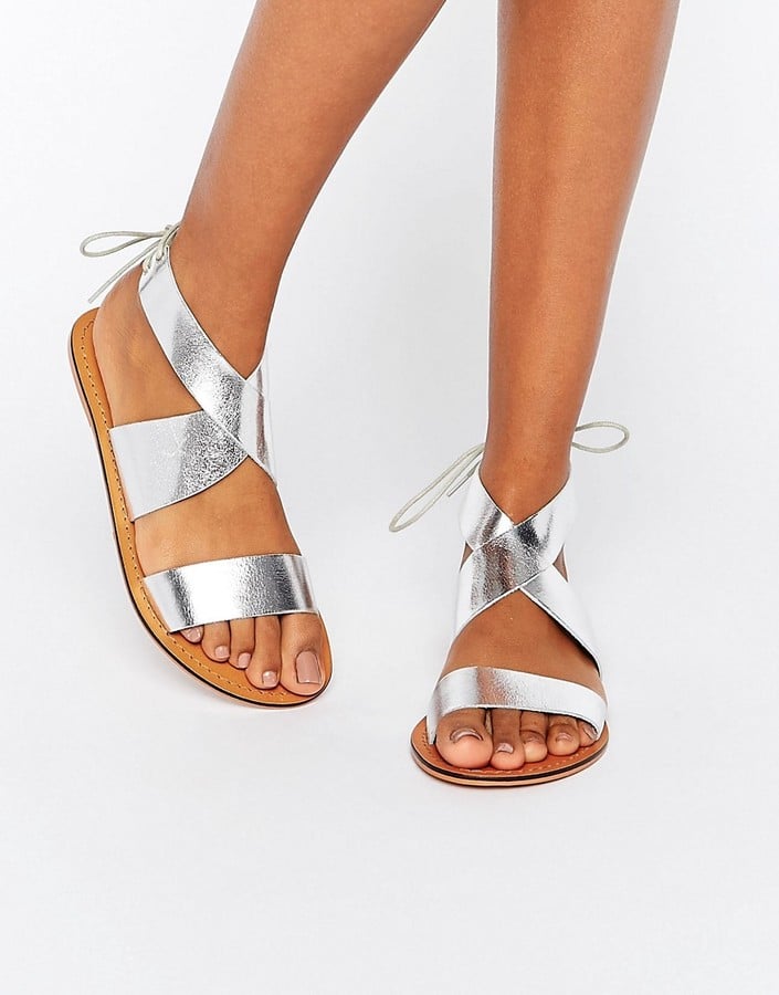 ASOS Freckles Leather Lace-Up Flat Sandals