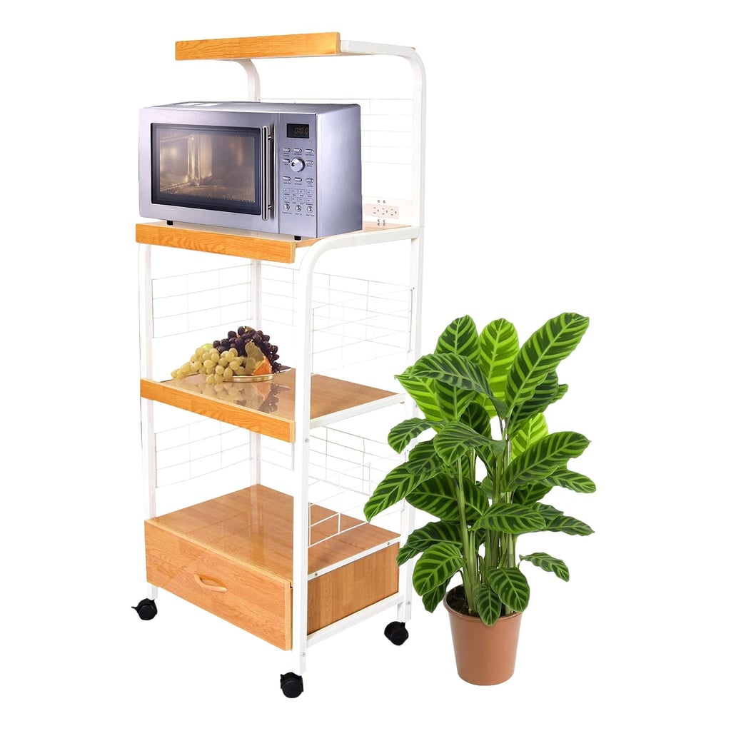 Metal Microwave Cart in White