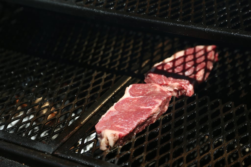Add Steaks to Cool Side of Grill