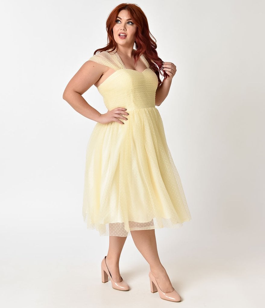 Brudgom Anemone fisk Evakuering Unique Vintage Plus Size Buttercup Yellow Swiss Dot Garden State Mesh  Cocktail Dress | Let Your Kids Live Their Best Lives as Disney Princesses  With This Dreamy Prom Dress Collection | POPSUGAR