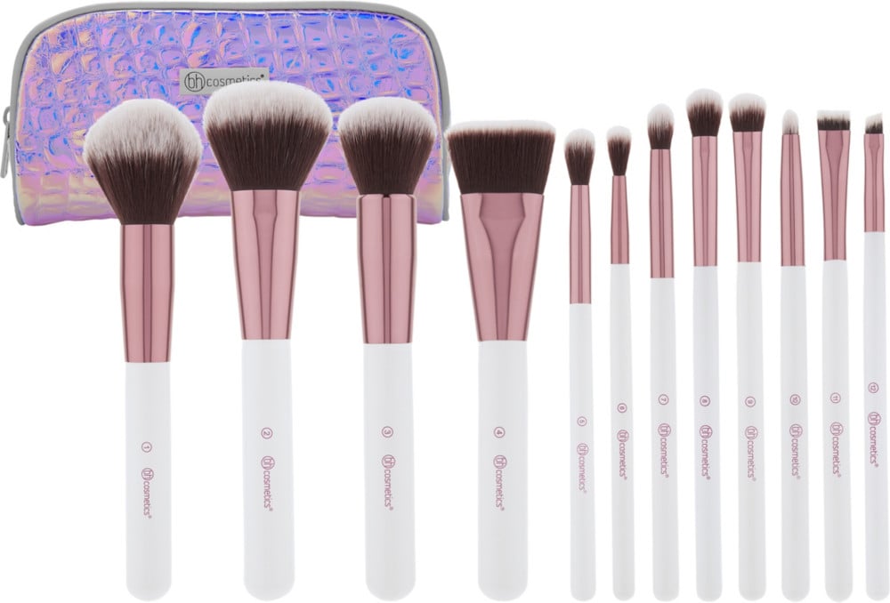 A Set of Brushes: BH Cosmetics Crystal Quartz Brush Set With Cosmetic Bag