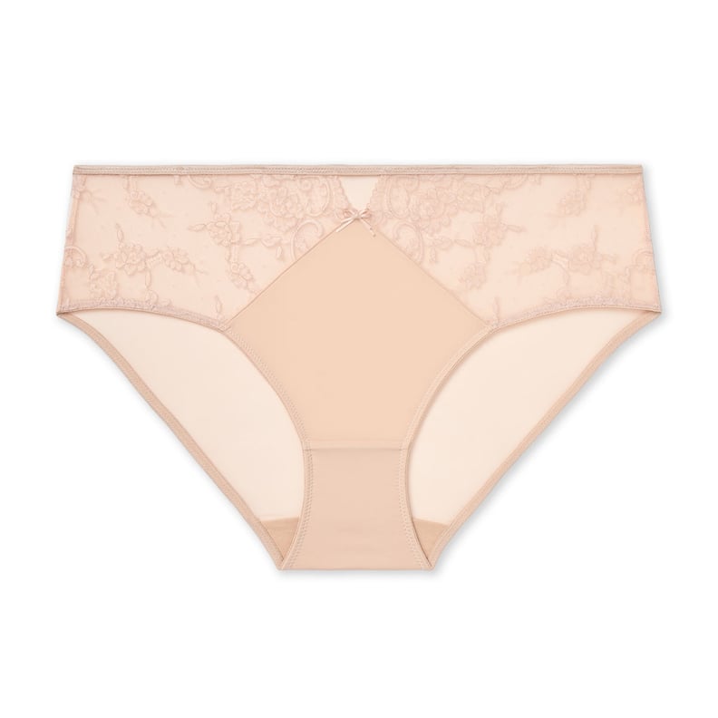 Ashley Graham High Cut Panty With Lace & Mesh in Soft Pink