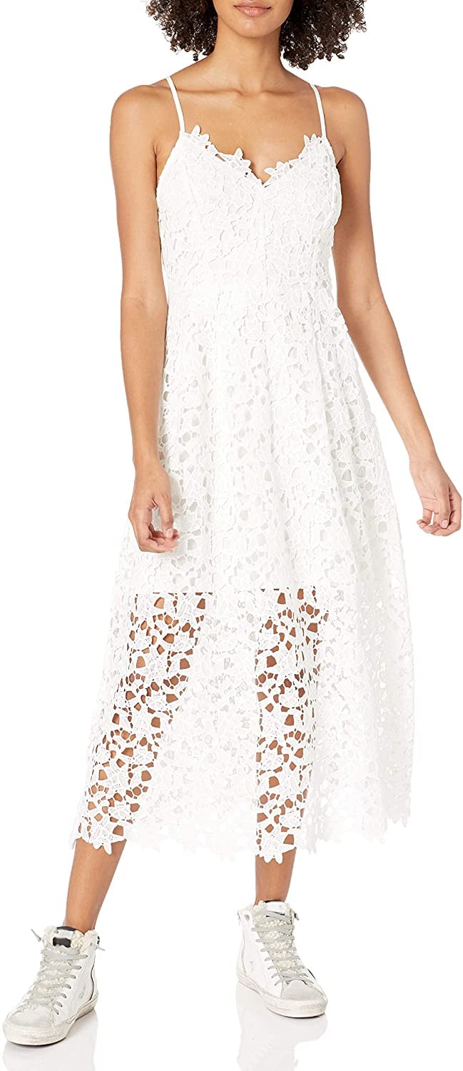 ASTR the Label Lace Fit & Flare Midi Dress