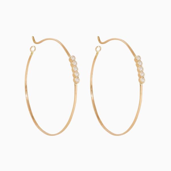 Sophie Ratner Large Five Diamond Hoops