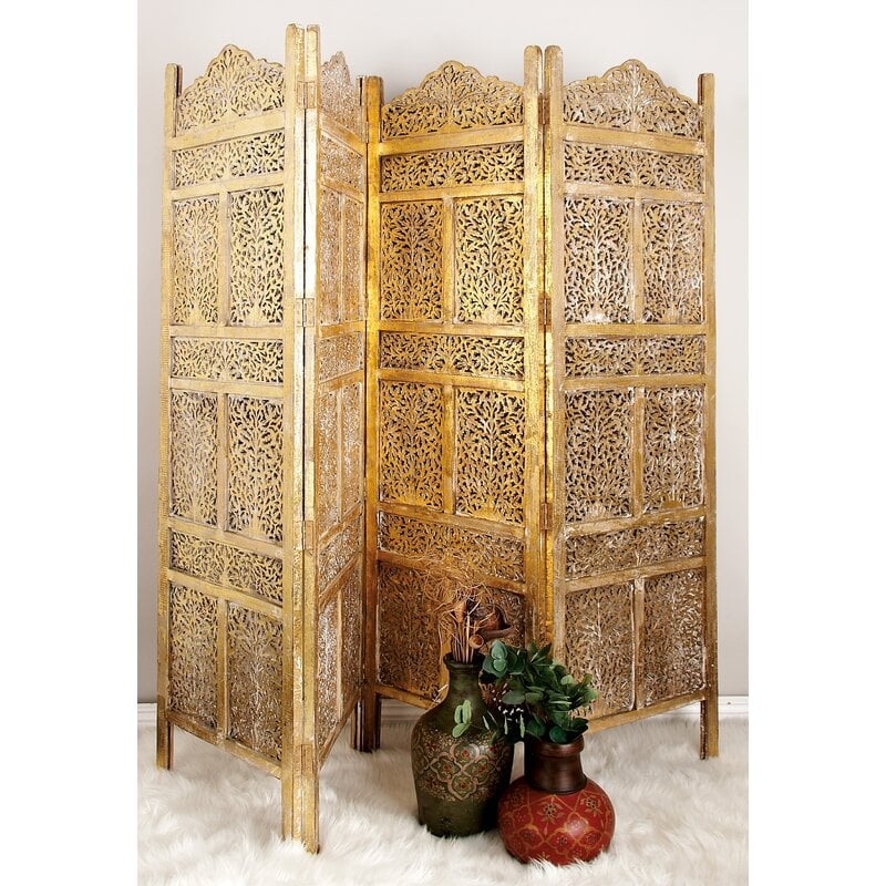 Folding Room Dividers: Deresa 80'' W x 71'' H 4 — Panel Folding Room Divider