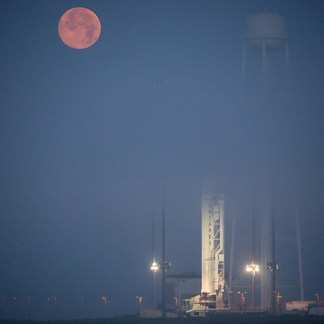NASA’s Wallops Flight Facility in Virginia had a perfect view of the supermoon ahead of the Antares rocket launch on July 12. 
Source: Instagram user NASA