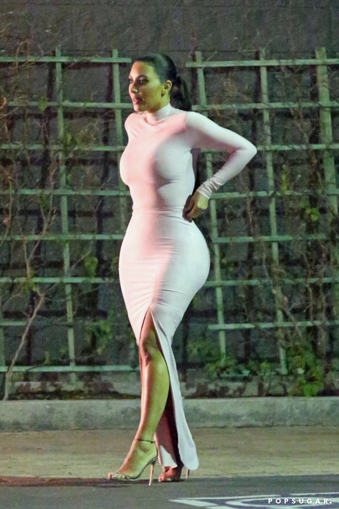 Kim Kardashian Pink Dress at Kylie Jenner's Skincare Party