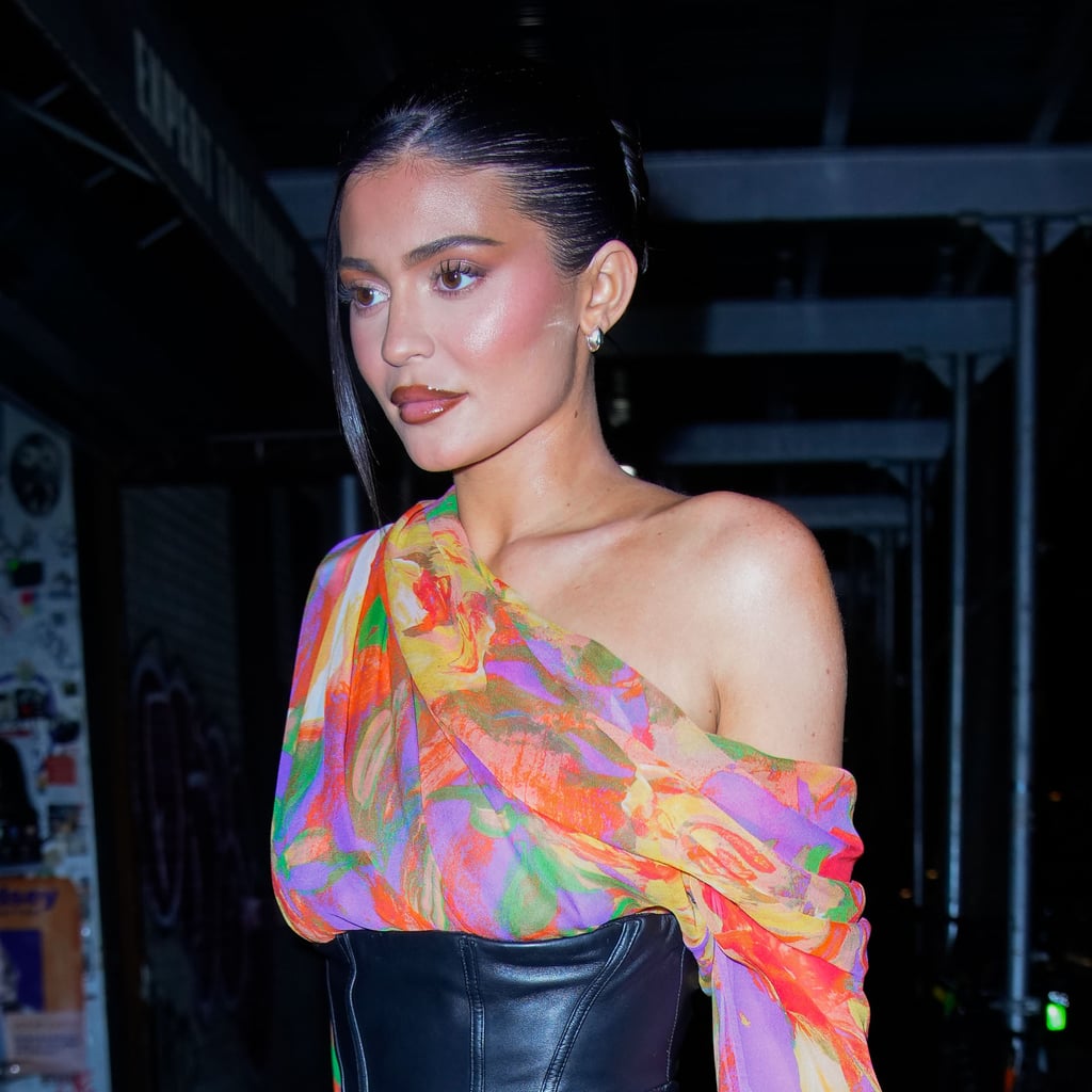 Kylie Jenner s Prabal Gurung Chiffon Top and Leather Skirt