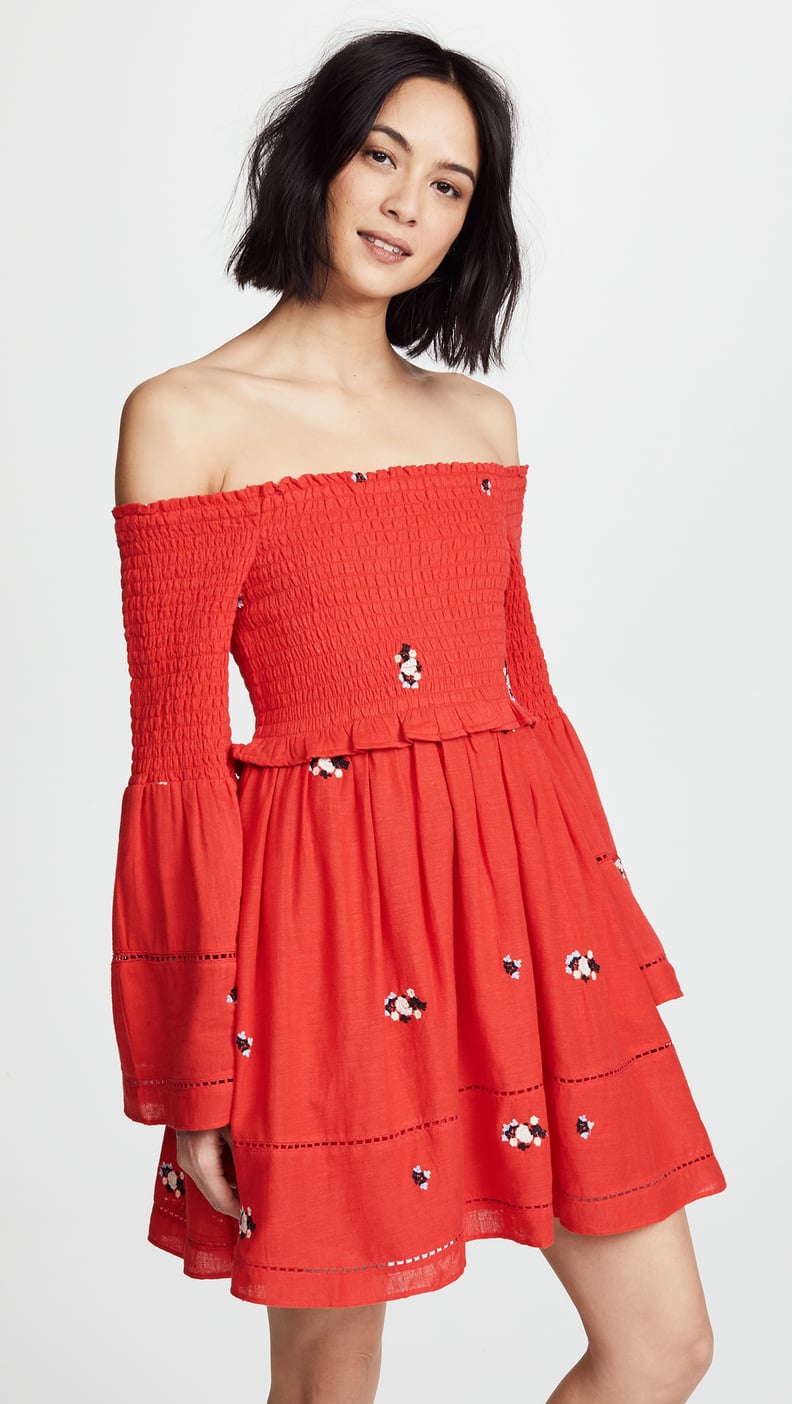 Free People Counting Daisies Embroidered Mini Dress