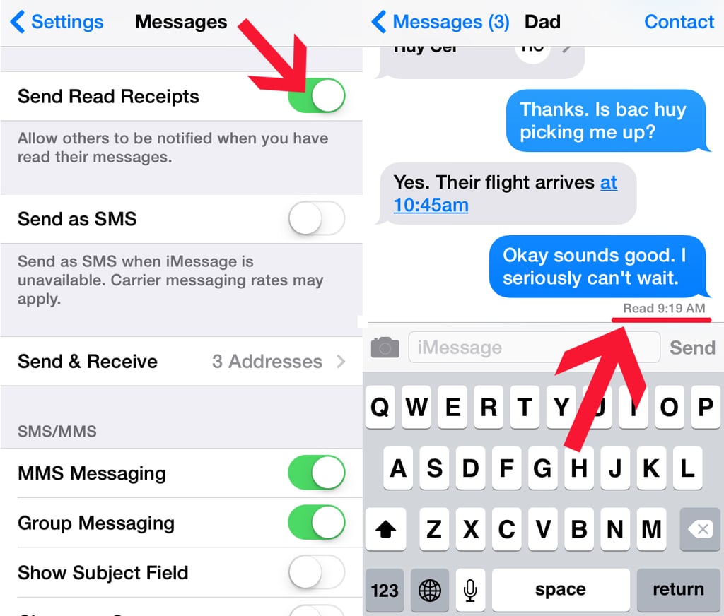 text message read receipt android app