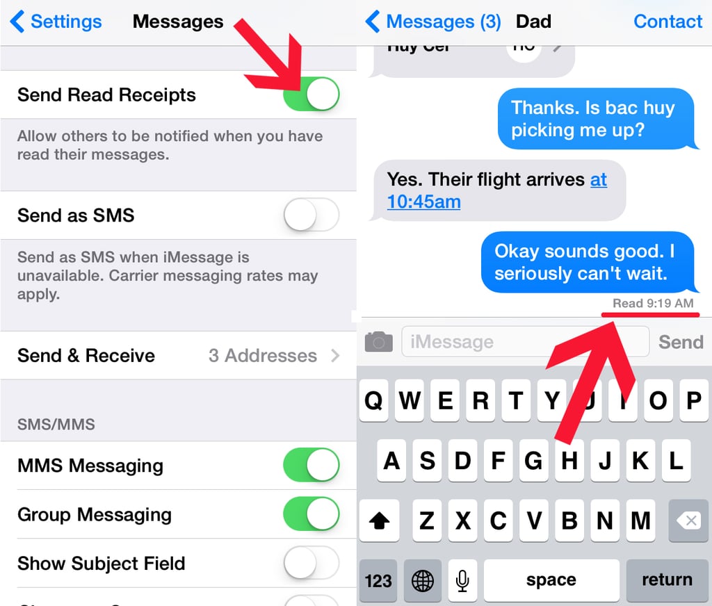 iphone read receipts turn green