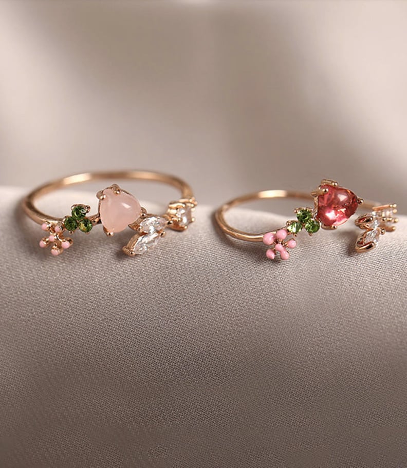 Pink Flower Stone Ring