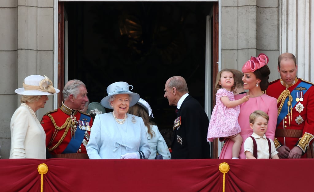 Kate and Prince Charles glanced happily at each other amid the 2017 Trooping the Colour celebrations on the balcony of Buckingham Palace.