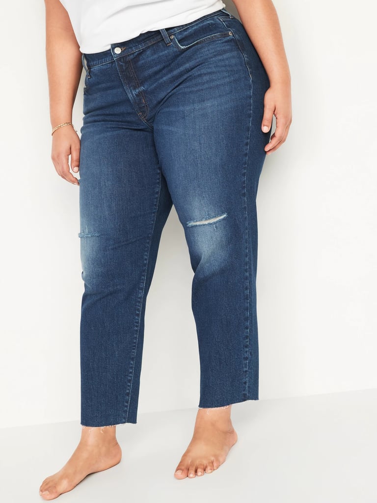 Old Navy High-Waisted Secret-Slim Pockets O.G. Straight Ripped Cut-Off Jeans