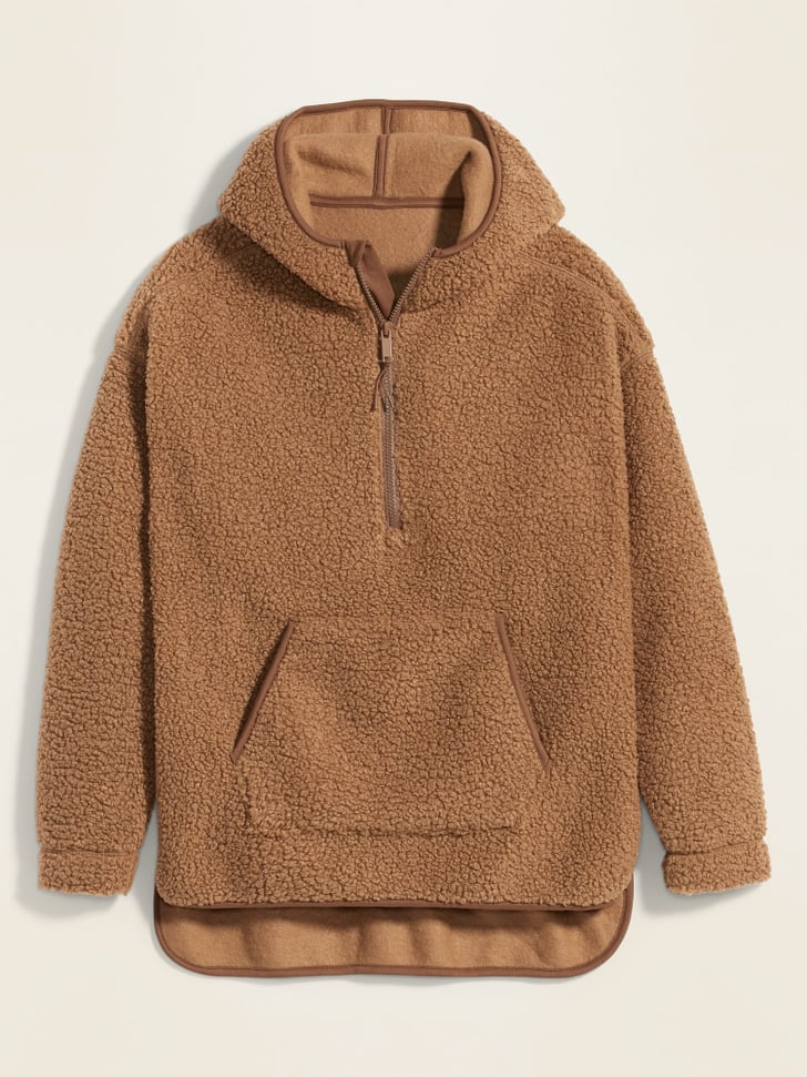 Old Navy Cozy Teddy Sherpa Half-Zip Tunic Hoodie | Best Sherpa Sweatshirts and Jackets For Women