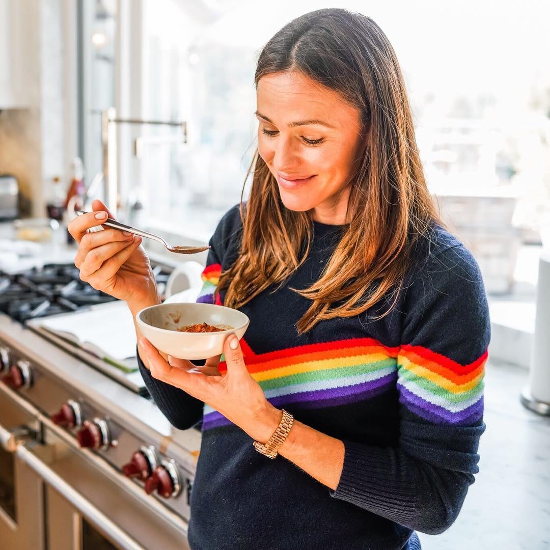 Jennifer Garner Wore a Flower Sweater on Her Cooking Show