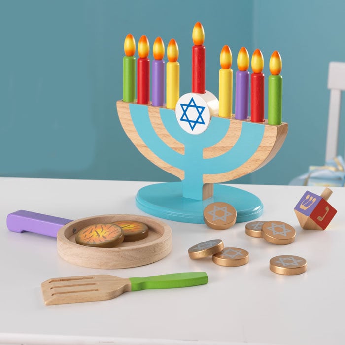 Wooden Menorah Set