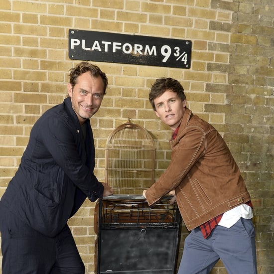 Jude Law and Eddie Redmayne at Kings Cross Station 2018