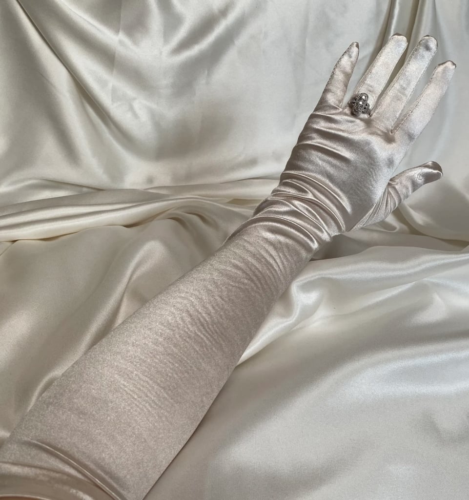 Regencycore Trend: Cream Satin Opera Length Gloves
