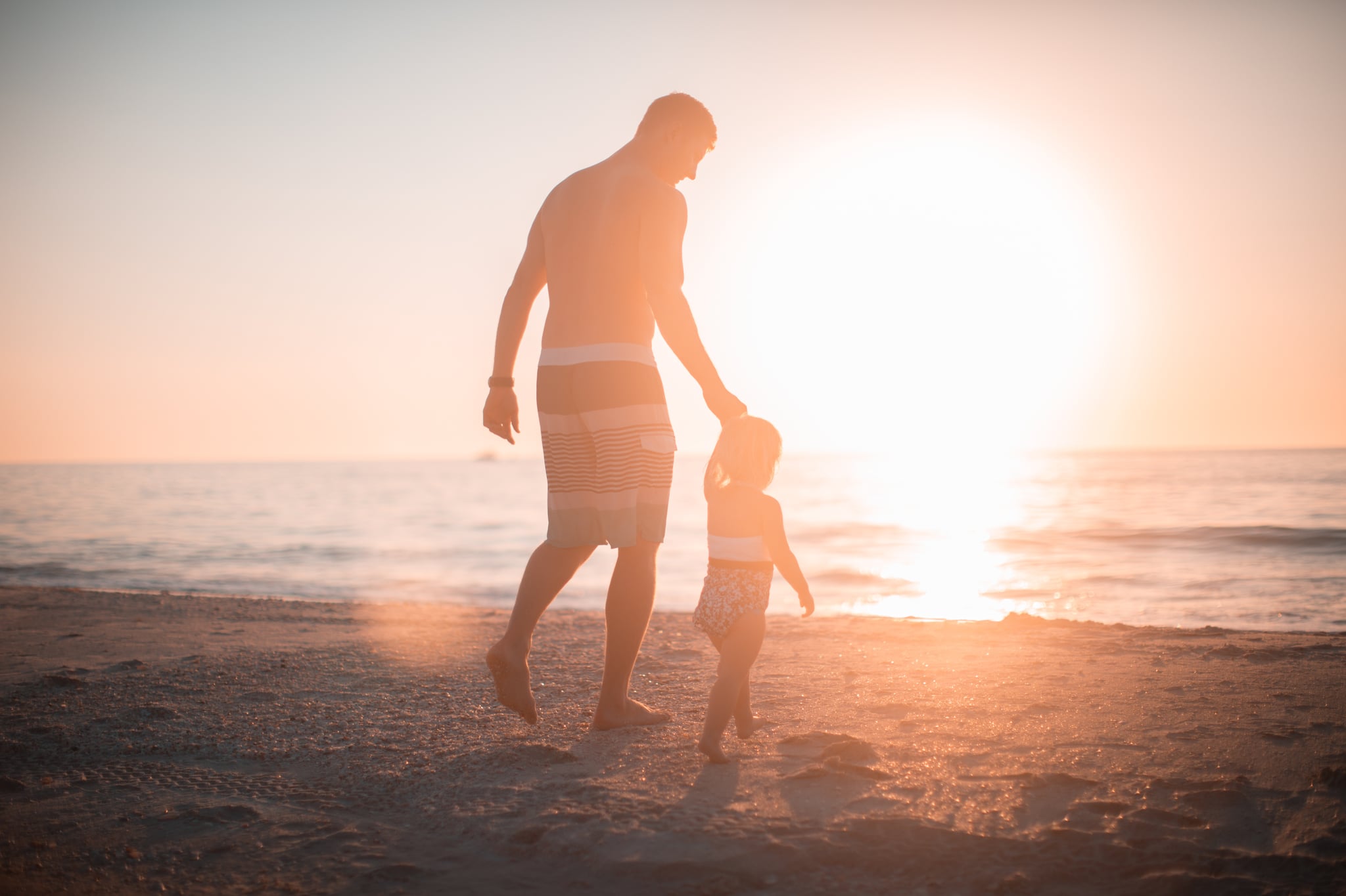 Father and daughter at the beach