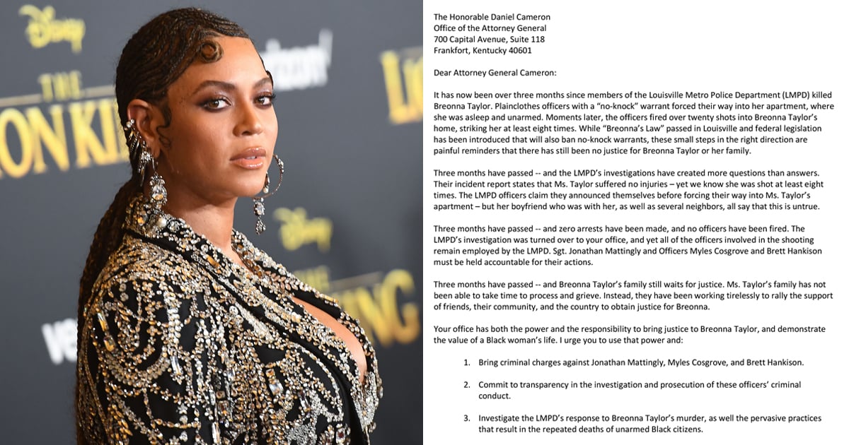 Read Beyoncé's Powerful Letter About Breonna Taylor POPSUGAR Celebrity