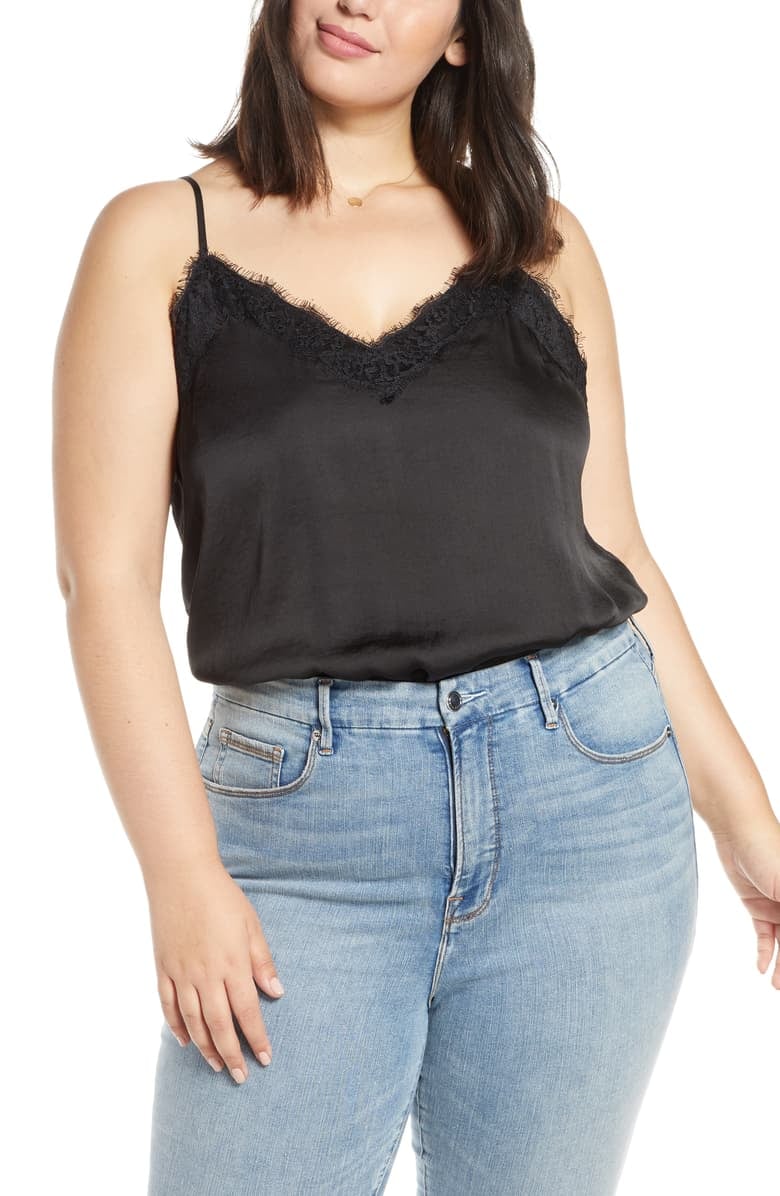 Bp lace trim satin camisole on sale