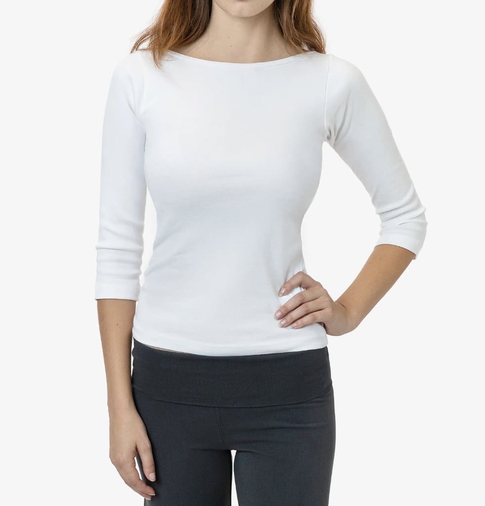 Los Angeles Apparel Baby Rib 3/4 Sleeve Boatneck Top