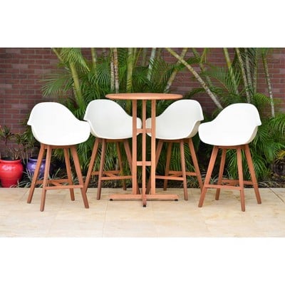 Amazonia Metz 5pc Round Wood/Resin Patio Bar Set