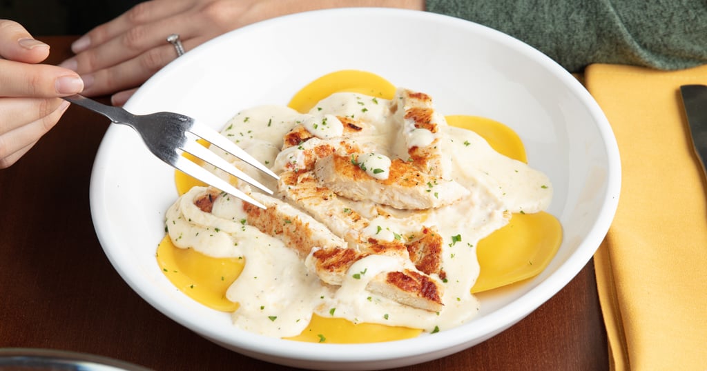 Mushroom Ravioli With Grilled Chicken and Alfredo Sauce Olive Garden