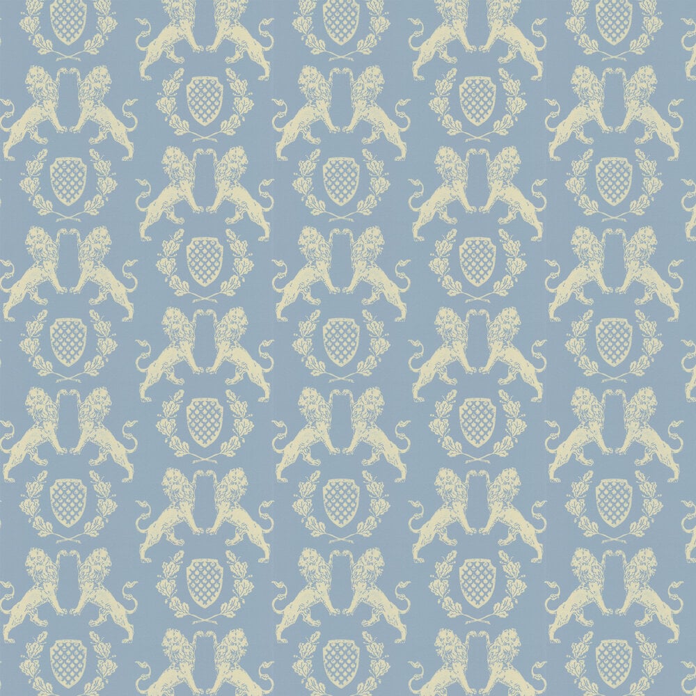 Heraldic Lion Wedgewood Blue Wallpaper