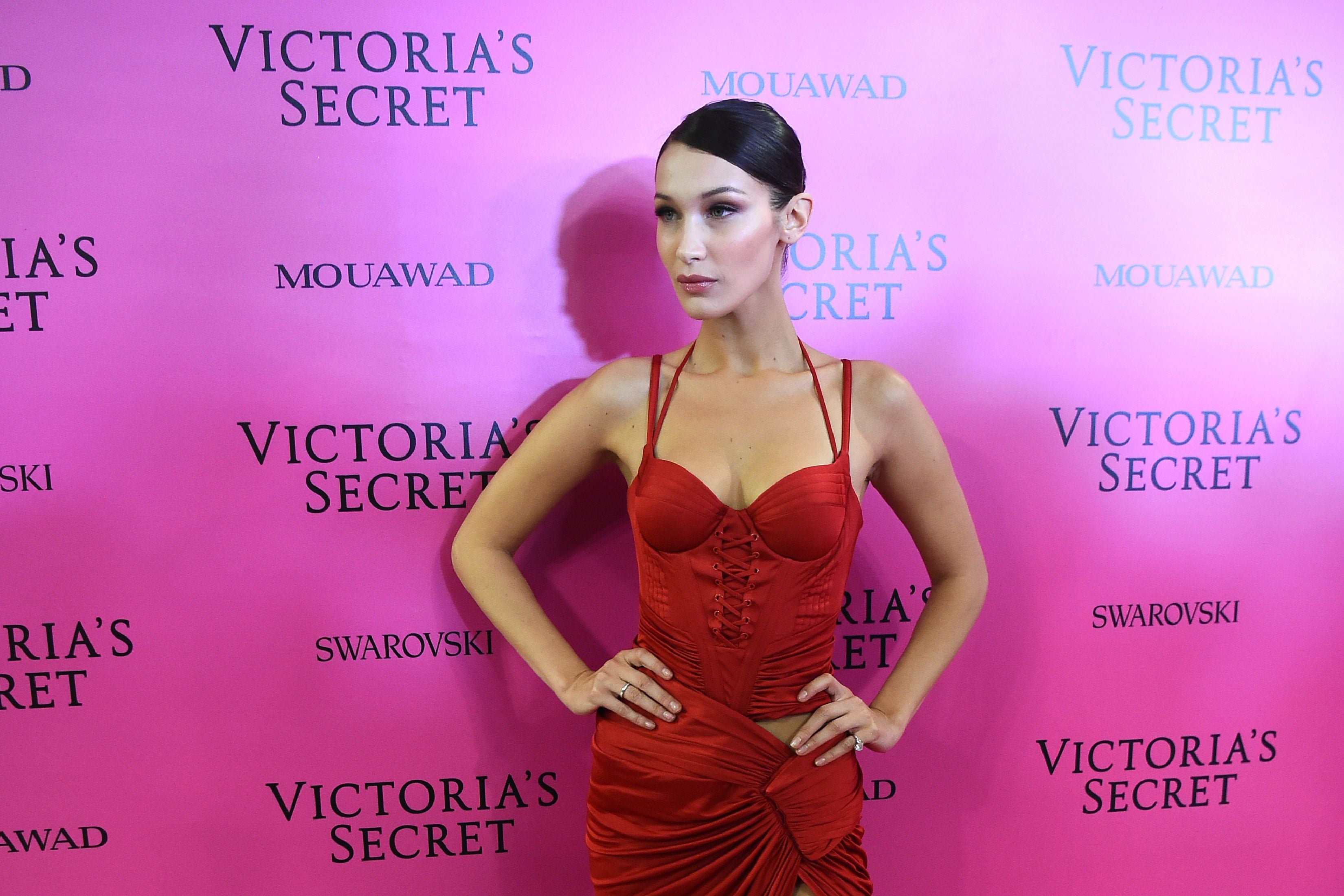 Bella Hadid's Red Dress at Victoria's Secret Afterparty 2017