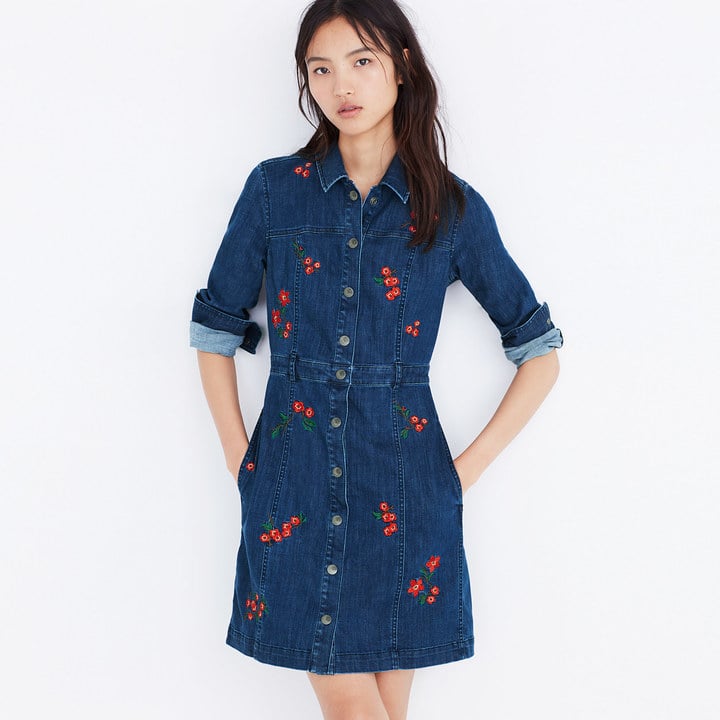 Madewell Embroidered Denim Dress