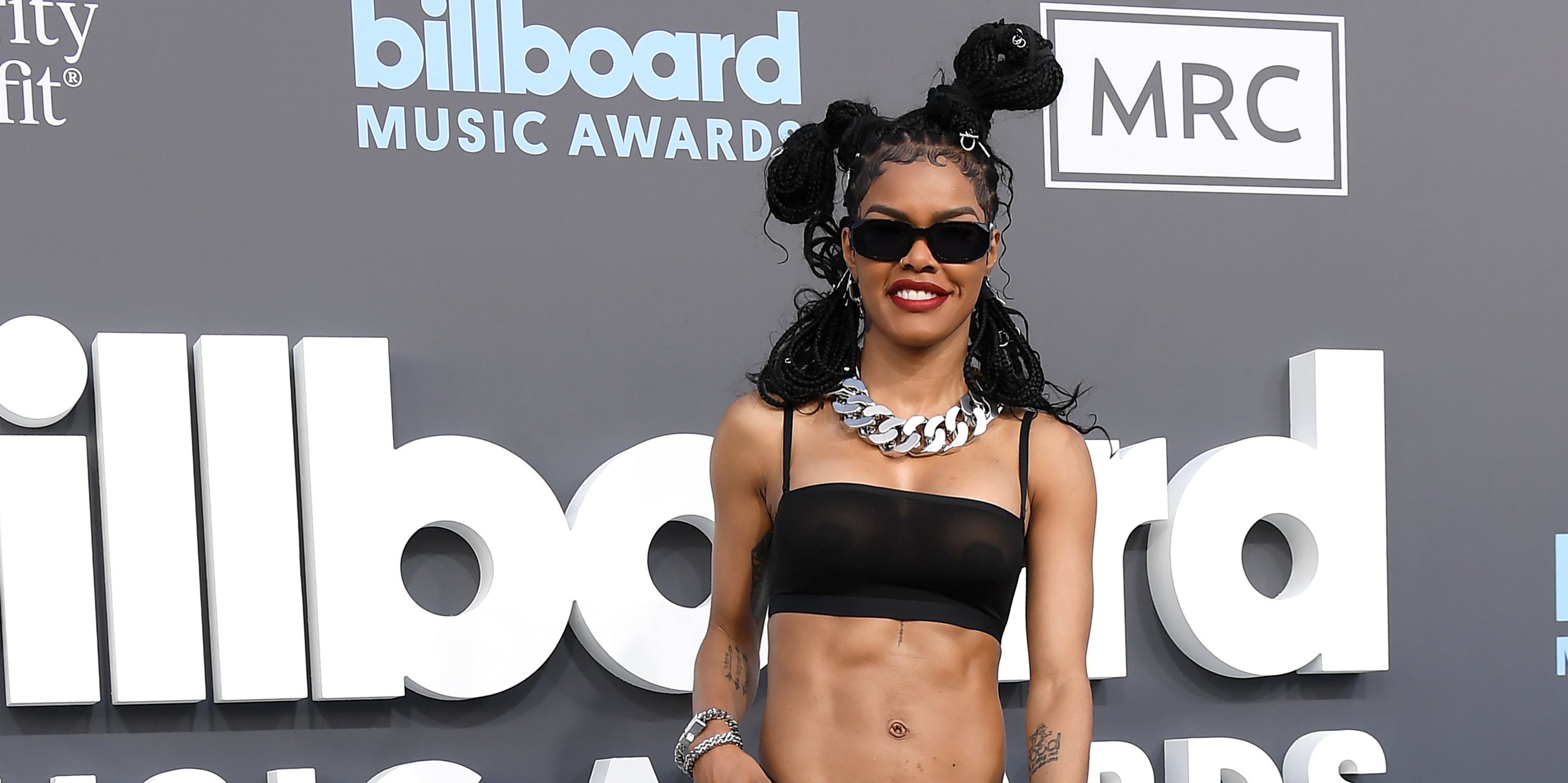 Teyana Taylor's Low-Rise Cargos and Bra Top at LaQuan Smith