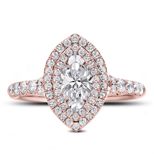 Marquise double top halo engagement ring