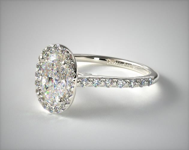 James Allen 14K White Gold Pave Halo Diamond Engagement Ring