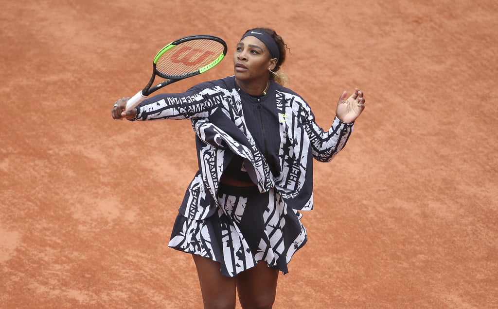 Serena Williams Off White Outfit With Text 2019 French Open