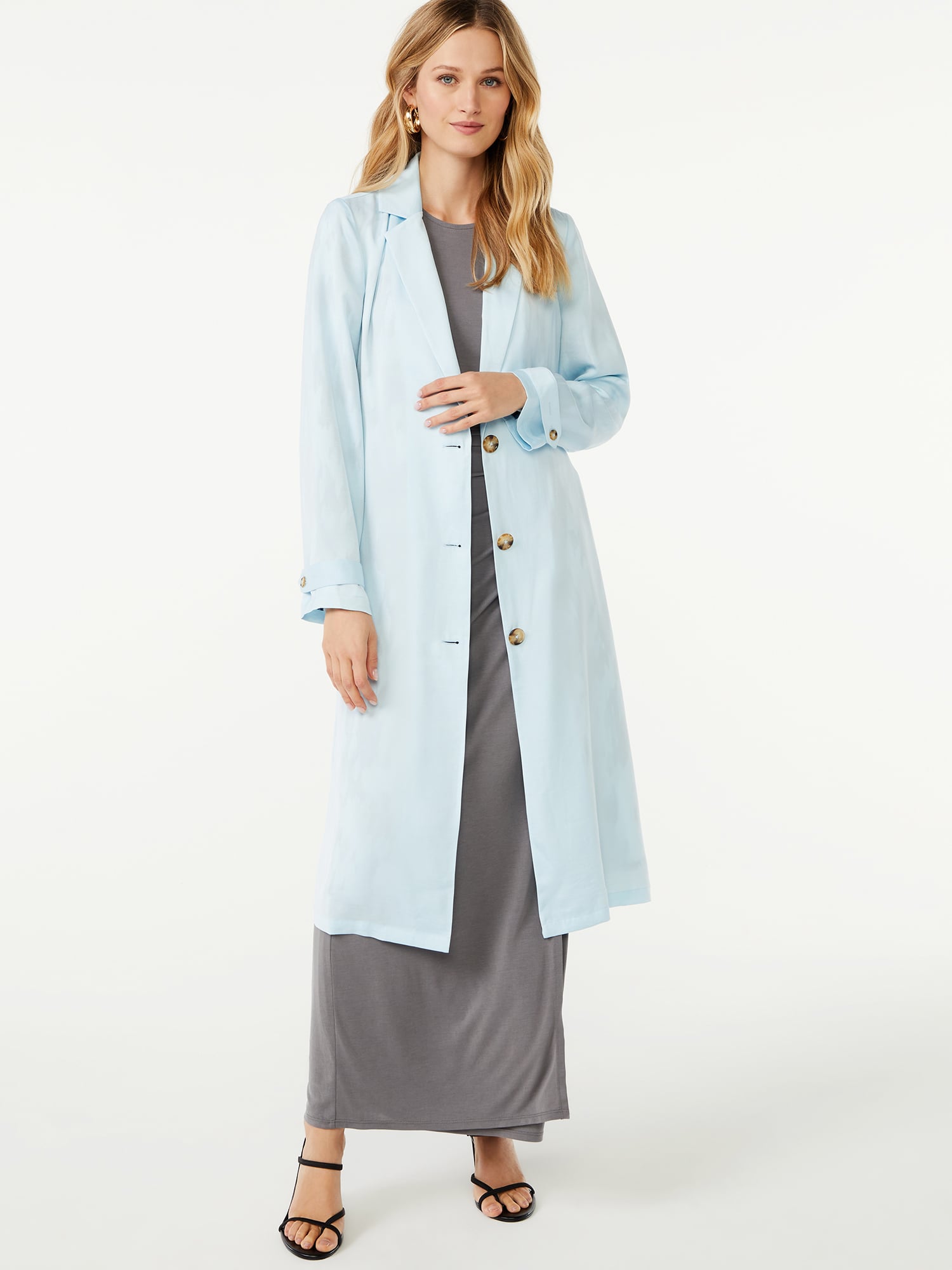 Pale blue duster coat online