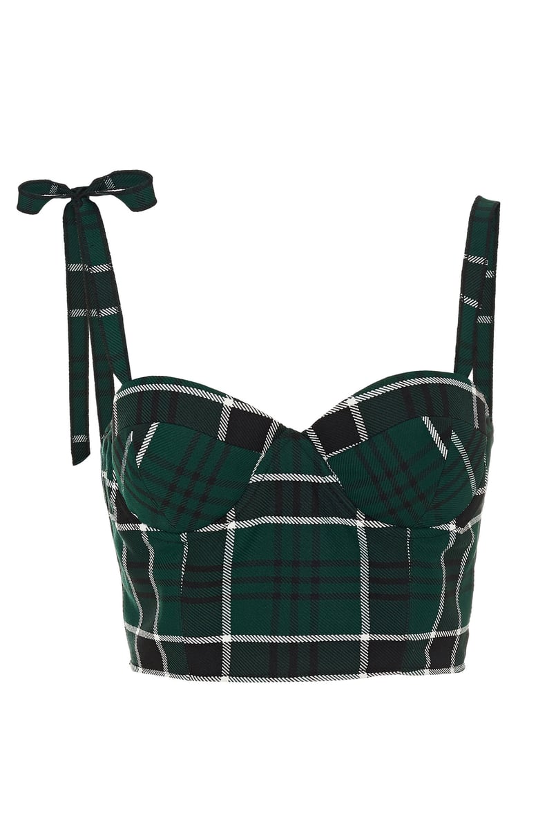 Rosie Assoulin Bustino Plaid Crepe Bustier Top